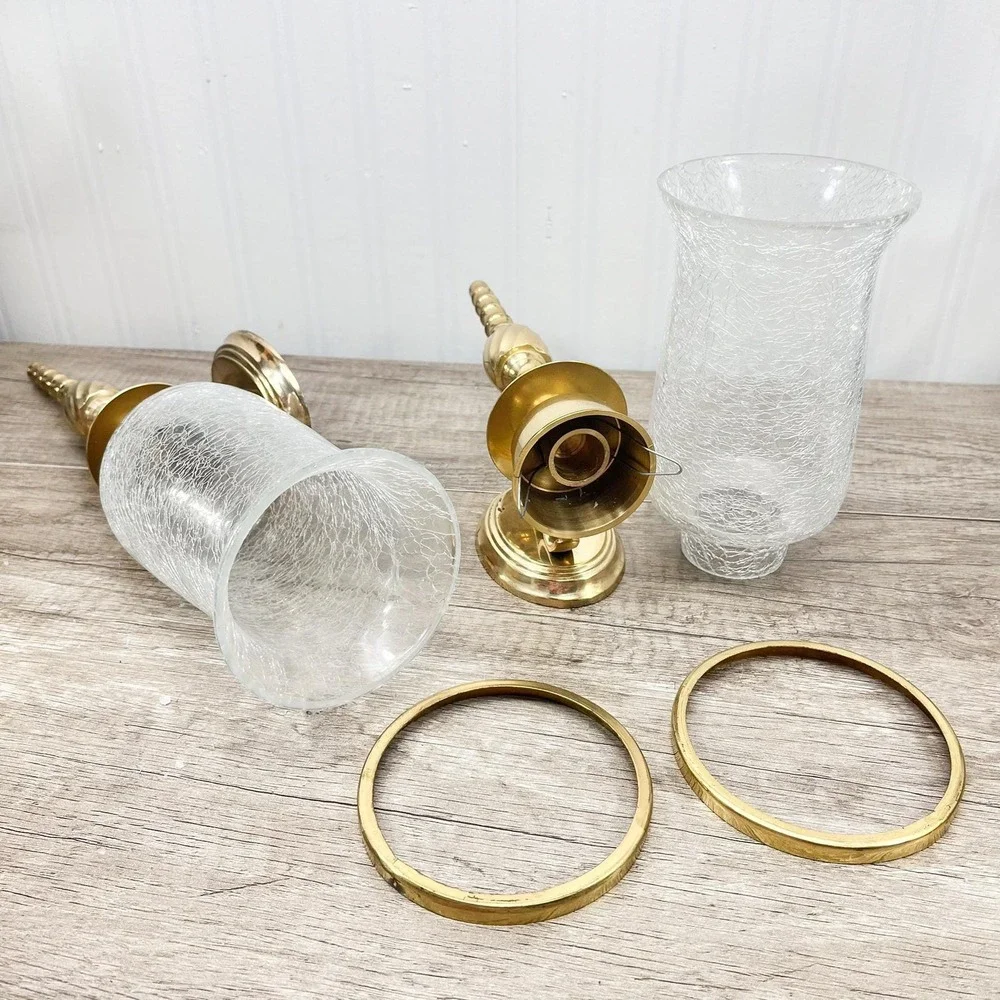 Vintage Brass Arm Wall Sconce Candle Holder Pair | Hollywood‎ Regency